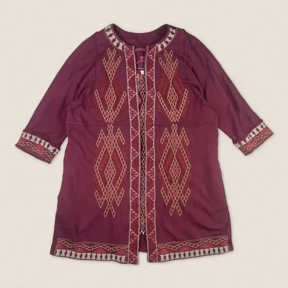 Johnny Was Embroidered Purple Multicolor Kimono Cardigan - Size Small - Picture 1 of 7